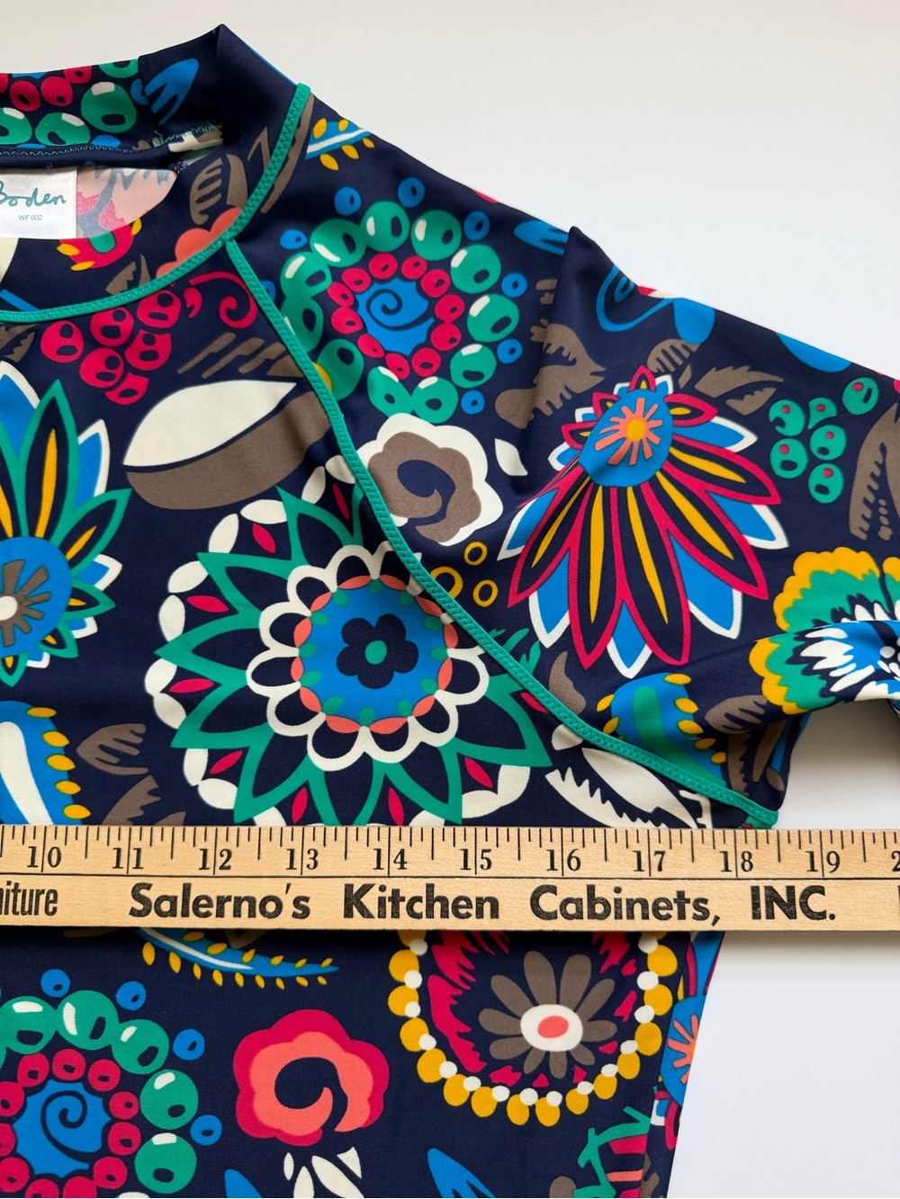 Boden Swim Rash Guard Colorful Multicolor Floral Print Long Sleeve -Navy - Sz 10 - Picture 6 of 9